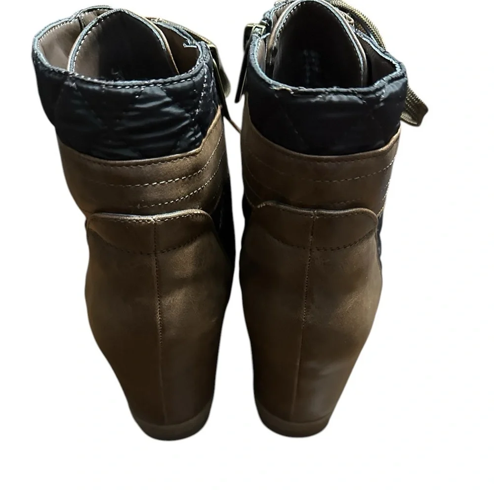 Maurice’s Abby Brown Quilted Wedge Boot Size 9 1/2